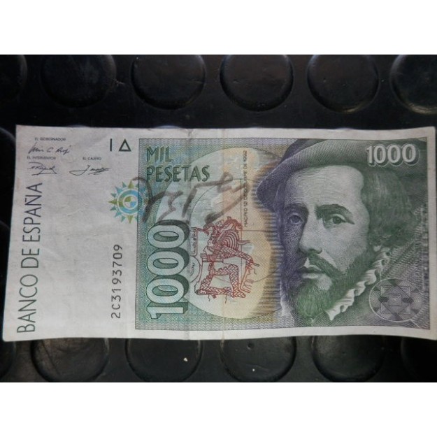 George Bush autógrafo senior en el billete de 1000 pesetas_cash creator_segunda mano_original