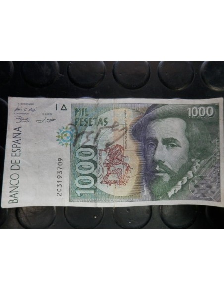 George Bush autógrafo senior en el billete de 1000 pesetas_cash creator_segunda mano_original